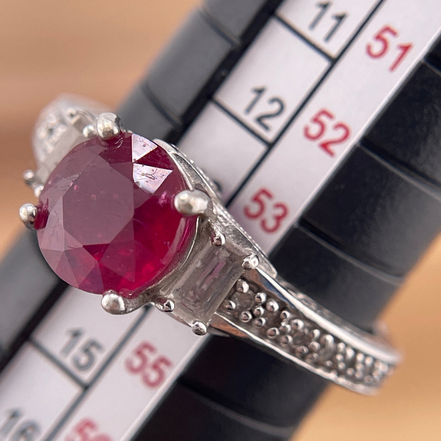 Rubin Solitär Ring Gr. 54